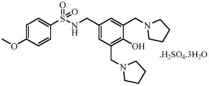 Chemical structure of Sulcardine Sulfate showing the core sulfonamide and bis-pyrrolidine architecture