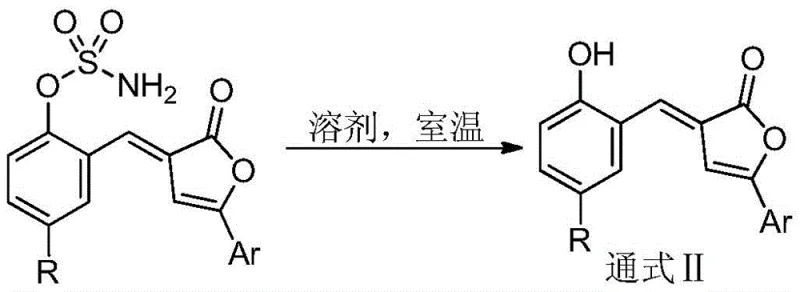 Conversion of sulfamate intermediate to 5-aryl-3-o-hydroxybenzylidene butenolide via solvolysis