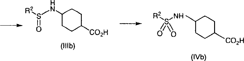 Reaction scheme B showing hydrolysis of ester IIIa to acid IIIb before oxidation to IVb