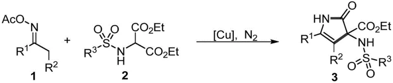 Novel copper-catalyzed cyclization of oxime ester and sulfonamide malonate to form pyrrolidone derivative
