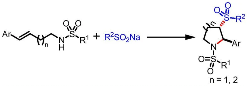 General reaction scheme for electrochemical synthesis of 2-aryl-3-sulfonyl tetrahydropyrroles and piperidines
