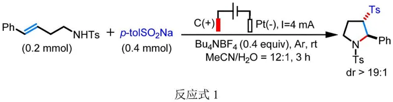Specific example of electrochemical synthesis showing high diastereoselectivity for tetrahydropyrrole derivatives