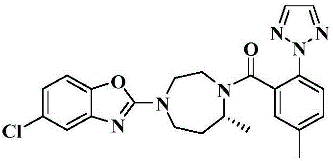 Chemical structure of Suvorexant showing the core benzoxazole and diazepane moieties