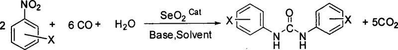 General reaction scheme for SeO2 catalyzed synthesis of symmetrical aryl urea from nitrobenzene