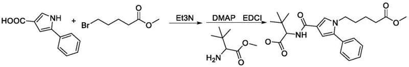 Reaction scheme showing the alkylation and amide coupling steps to form the protected intermediate