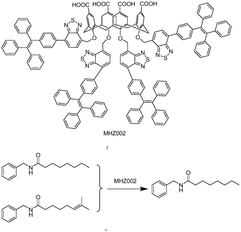 Chemical structure of MHZ002 calixarene and its application in separating capsaicin impurities