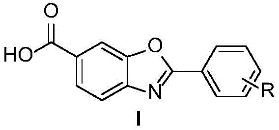 General structural formula of Tafamidis derivatives showing variable R groups