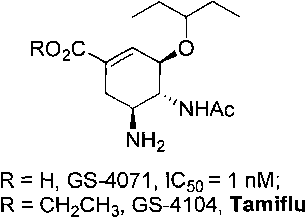 Chemical structure of Tamiflu and its active metabolite GS-4071