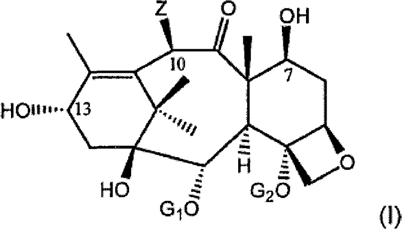 General Formula I showing the protected taxane intermediate structure