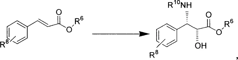 General reaction scheme for Taxol C13 side chain synthesis via asymmetric hydroxylamination