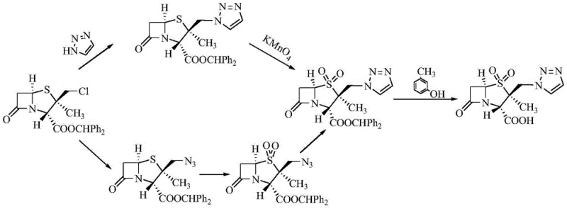 Comparison of traditional azide routes versus the safer triazole condensation pathway