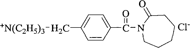 Chemical structure of TBCC showing the quaternary ammonium salt and caprolactam moiety