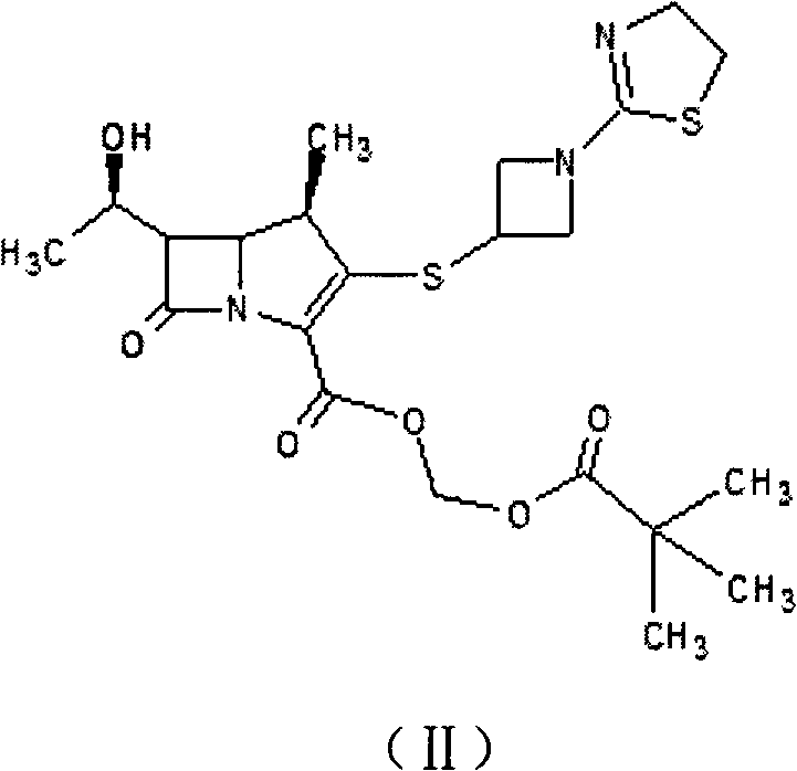 Chemical structure of Tebipenem Pivoxil showing the prodrug ester linkage susceptible to hydrolysis