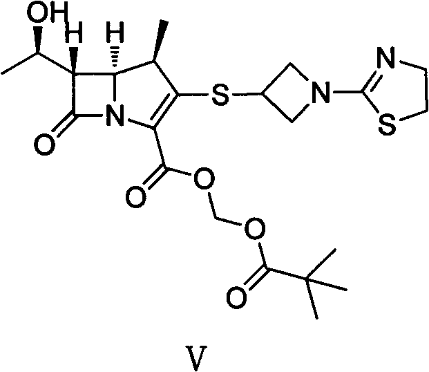 Chemical structure of Tebipenem Pivoxil (L-084) showing the carbapenem core and pivoxil ester side chain