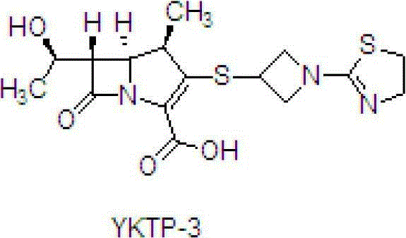 Chemical structure of intermediate YKTP-3 showing the deprotected carbapenem core