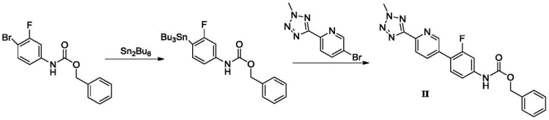 Prior art synthesis route using toxic hexabutylditin and tin reagents