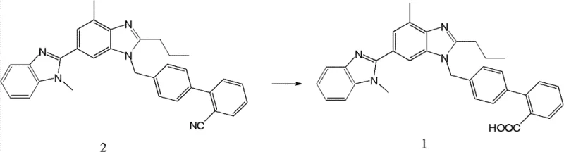 Final conversion of nitrile intermediate to Telmisartan via hydrolysis