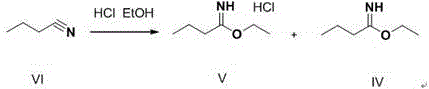 Activation of butyronitrile with anhydrous HCl and ethanol to form imino ether salt