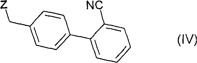 General formula (IV) of the nitrile coupling partner used in the novel telmisartan synthesis