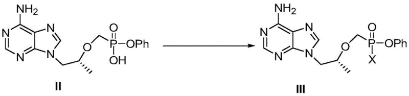 Synthesis route from Compound II to Compound III via halogenation