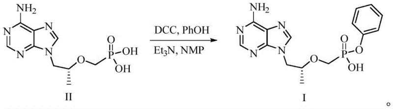 Prior art synthesis of Tenofovir Alafenamide intermediate using DCC condensing agent showing byproduct formation