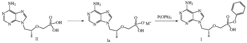 Novel two-step synthesis route for Compound I using inorganic base salt formation and triphenyl phosphite