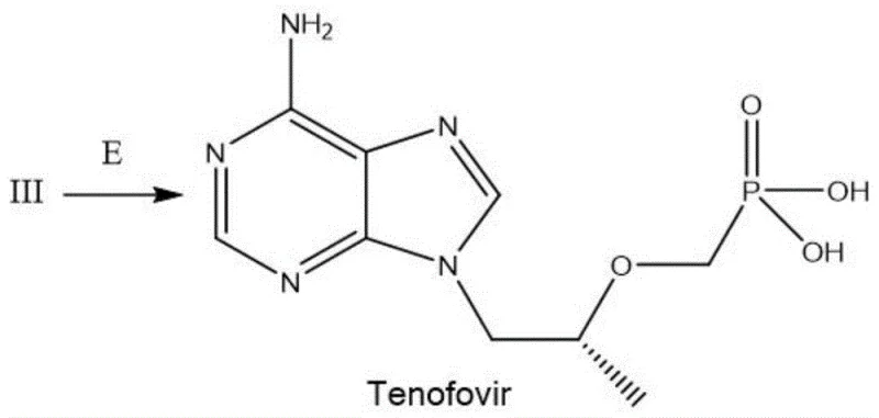 Final hydrolysis step converting intermediate III into Tenofovir with the correct R-configuration