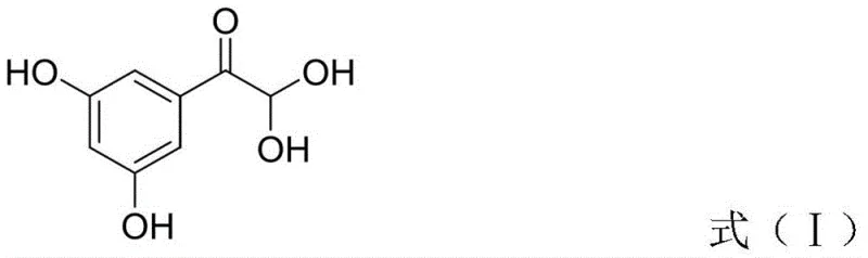 Chemical structure of 3,5-dihydroxyphenylglyoxal (Formula I) formed via direct oxidation