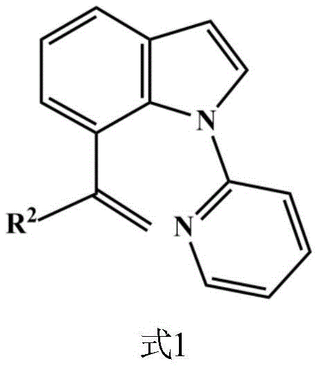 General chemical structure of terminal alkenyl indole derivatives showing R1 and R2 substituent positions