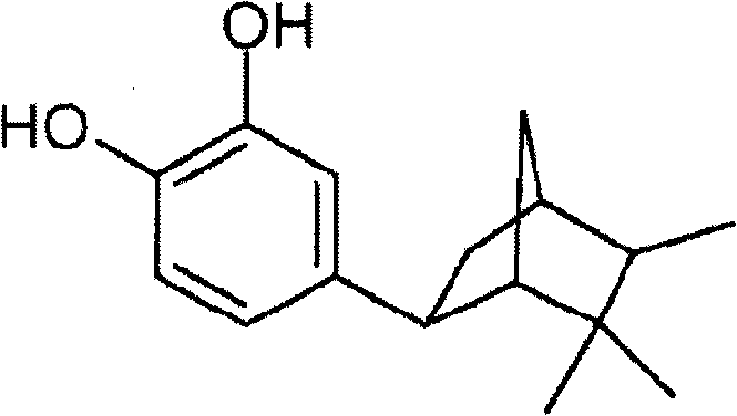 Chemical structure of terpene-based pyrocatechol derivatives formed in conventional condensation reactions