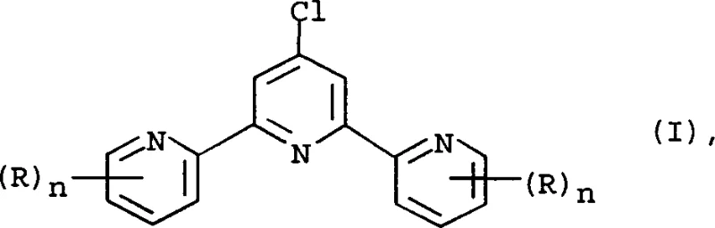 General chemical structure of terpyridine compounds formula I showing substituent positions