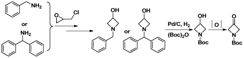 Conventional synthesis route using benzylamine and Pd/C hydrogenation showing limitations