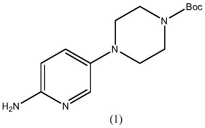 Chemical structure of Tert-butyl 4-(6-aminopyridin-3-yl)piperazine-1-carboxylate (Formula 1)