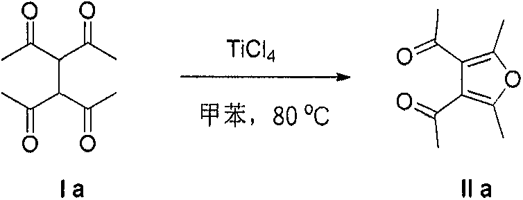 Specific example of methyl-substituted tetracarbonyl cyclization to furan IIa