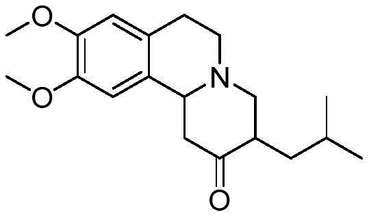 Chemical structure of Tetrabenazine showing the benzoquinolizinone core