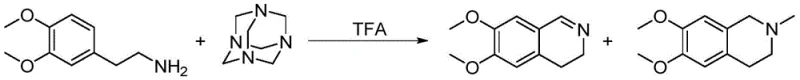 Prior art synthesis route using urotropine and TFA