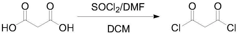 Acyl chlorination of malonic acid using thionyl chloride to form malonyl chloride