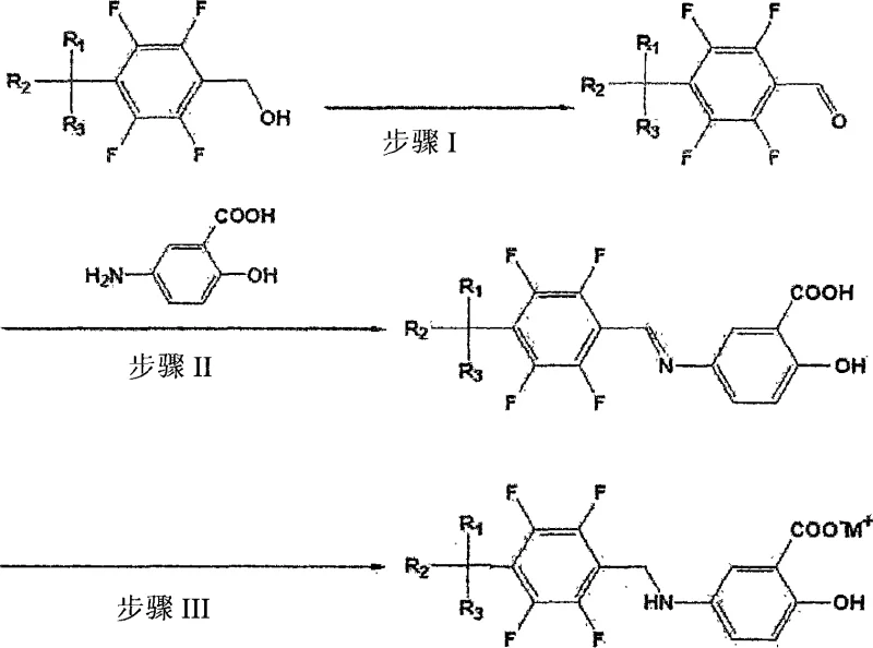 Reaction Scheme I depicting the novel three-step synthesis via imine intermediate