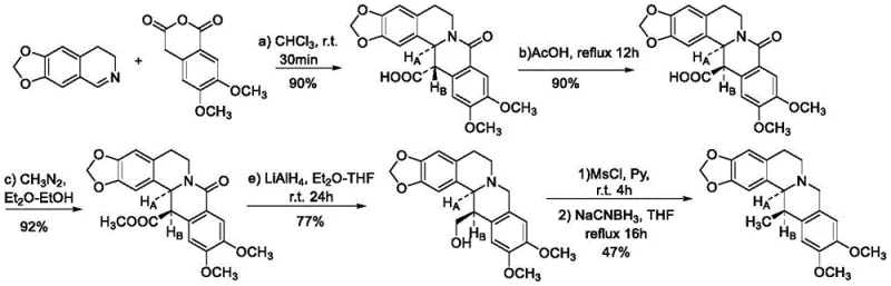 Complex multi-step prior art synthesis route involving condensation and reduction