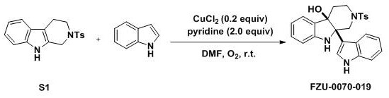 Reaction scheme for the synthesis of compound FZU-0070-019 using CuCl2 catalysis