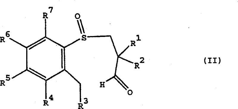Reaction scheme showing cyclization of Formula II aryl-3-propionaldehyde sulfoxide to Formula I