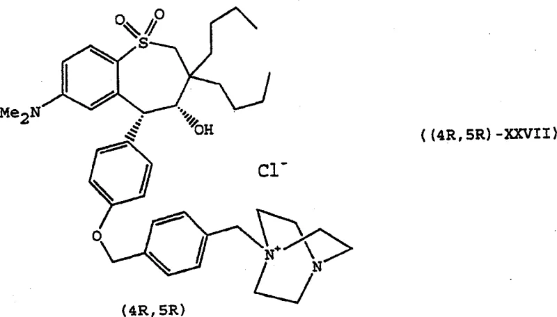 Specific structure of (4R,5R)-XXVII IBAT inhibitor chloride salt showing complex side chains