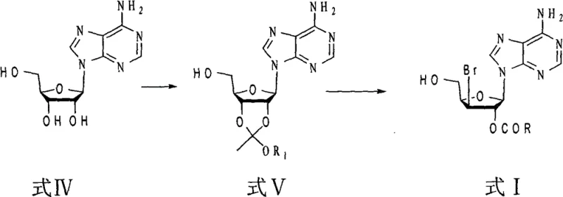 Synthetic pathway from Adenosine to acylated bromoadenosine precursors