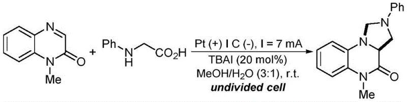 Standard reaction conditions and example for electrochemical synthesis
