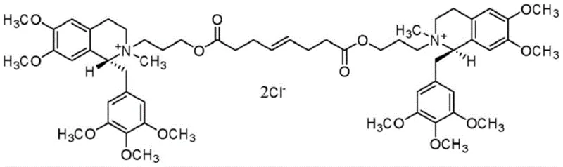 Chemical structure of Mivacurium Chloride showing multiple chiral centers requiring strict control