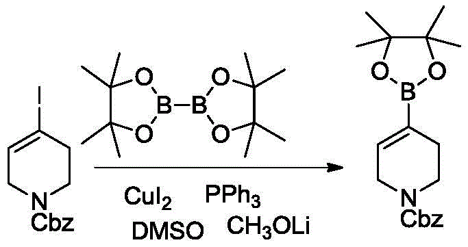 Reaction scheme showing substrate scope with N-Cbz protected tetrahydropyridine iodide