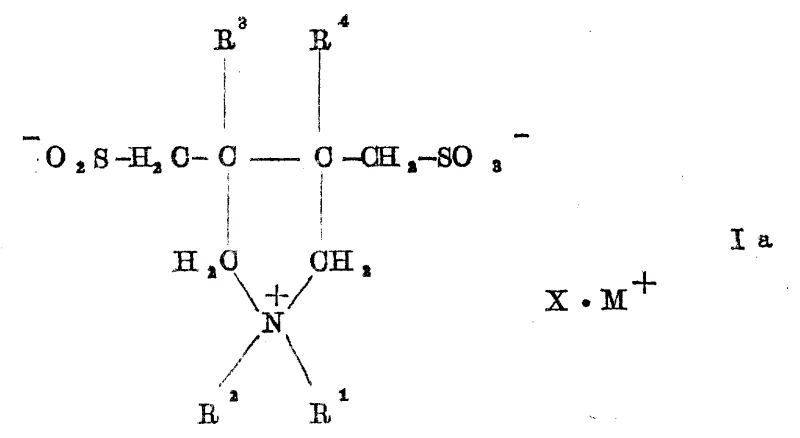 General chemical structure of 3-sulfinate or 3-sulfonate methyl-4-sulfomethyltetrahydropyrrole betaines showing variable R groups and counter ions