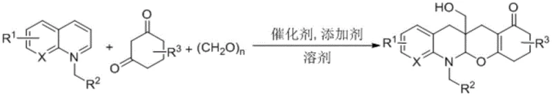 General reaction scheme for synthesizing tetrahydroquinoline pyrans of Formula I via iridium-catalyzed multicomponent reaction