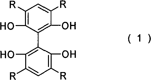 General formula of 2,2',6,6'-tetrahydroxy-3,3',5,5'-tetrasubstituted biphenyl ligand