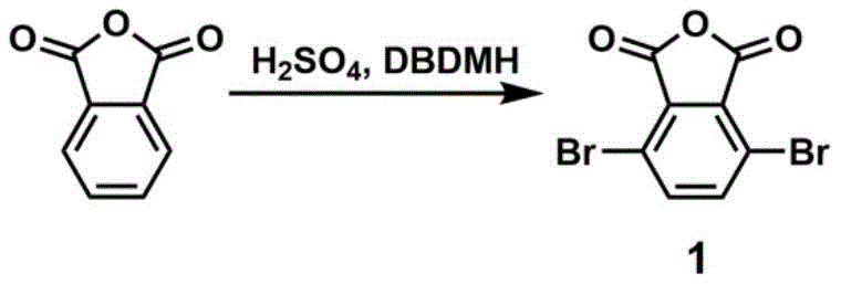Reaction scheme showing the safe bromination of phthalic anhydride to 3,6-dibromophthalic anhydride using DBDMH